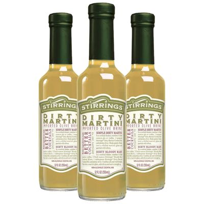 Stirrings 3 Pack Dirty Martini Mix Bitters 355ml Bottles - Real Ingredients No Preservatives Low Calories - Drink Mixer