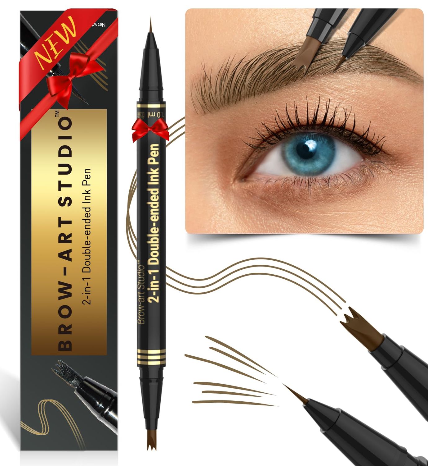 iMethod Microblading Eyebrow Pencil - Brow Pencil 2-in-1 Dual-Ended Eyebrow Pen with 3-Prong Micro-Fork-Tip Applicator &amp; Precise Brush-Tip Creates Natural-Looking Brows, Stay on All Day, Brown