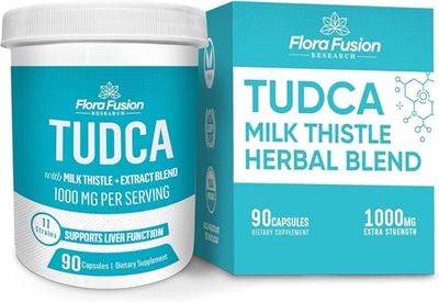 Flora Fusion Dr. Miller&#39;s TUDCA with Milk Thistle Extract, 1000mg per Serving, Liver and Gallbladder Cleanse Supplement, Supports Liver Function, 90 Capsules 45-Day Supply