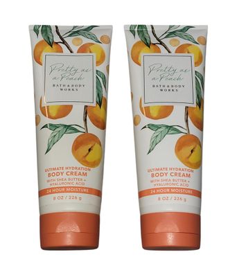 Bath and Body Works 2 Pack Pretty as a Peach Ultra Shea Body Cream 8 Oz.