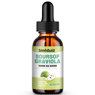 Simhould 1 Packs 3000MG Soursop Graviola Liquid Drops for Cell Support &amp; Regeneration, Immune, Gut, Antioxidant, Mood, Relax, Liver and Sleep Zzz - Sea Moss, Turmeric, Vitamin B6, C &amp; Zinc - 2 Fl Oz