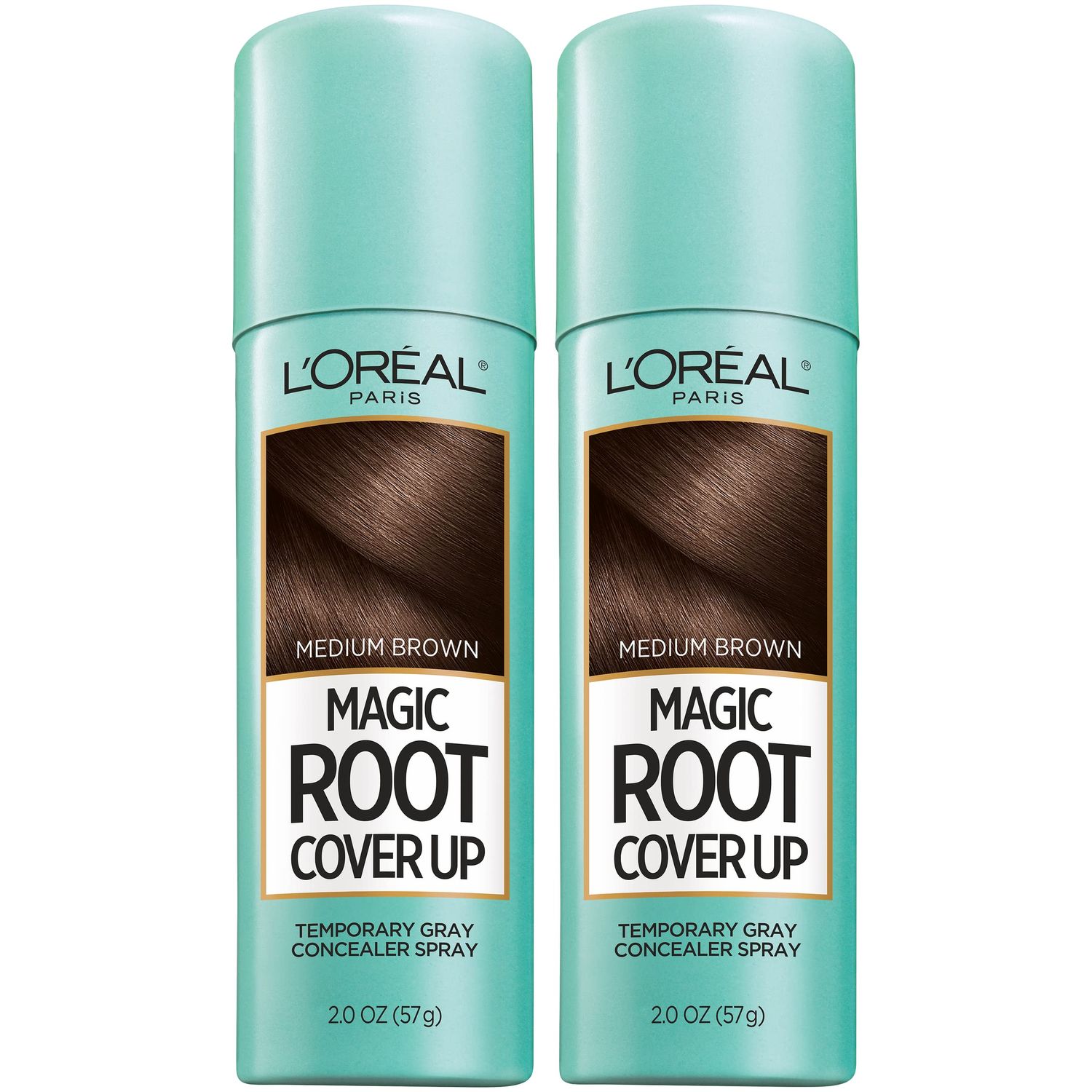 L&#39;Oreal Paris Magic Root Cover Up Gray Concealer Spray Medium Brown 4 oz 2 pack
