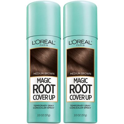 L&#39;Oreal Paris Magic Root Cover Up Gray Concealer Spray Medium Brown 4 oz 2 pack