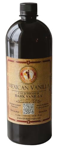 Pure Dark Mexican Vanilla Extract - 1L 33.81 fl oz Gluten-Free, Bold Flavor for Baking, Cakes, Cookies, Desserts &amp; Beverages