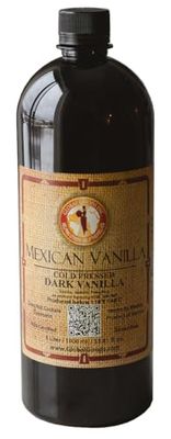 Pure Dark Mexican Vanilla Extract - 1L 33.81 fl oz Gluten-Free, Bold Flavor for Baking, Cakes, Cookies, Desserts &amp; Beverages
