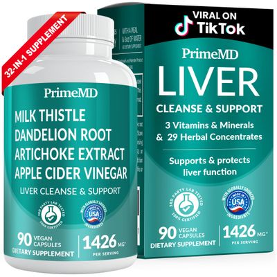 32-in-1 Liver Cleanse Detox and Repair with Milk Thistle, Silymarin, Artichoke Extract and Beetroot Powder for Liver Support - Liver Supplement with Active Liver Health Formula - 1426mg 90ct