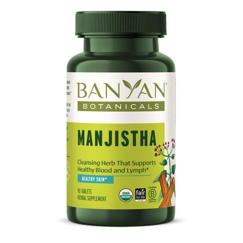 Banyan Botanicals Manjistha Tablets - Made from Pure Manjistha Powder - Organic Skin Supplement for Natural Blood Cleanse &amp; Lymphatic System Support - 90 Tablets - Non-GMO Sustainably Sourced Vegan
