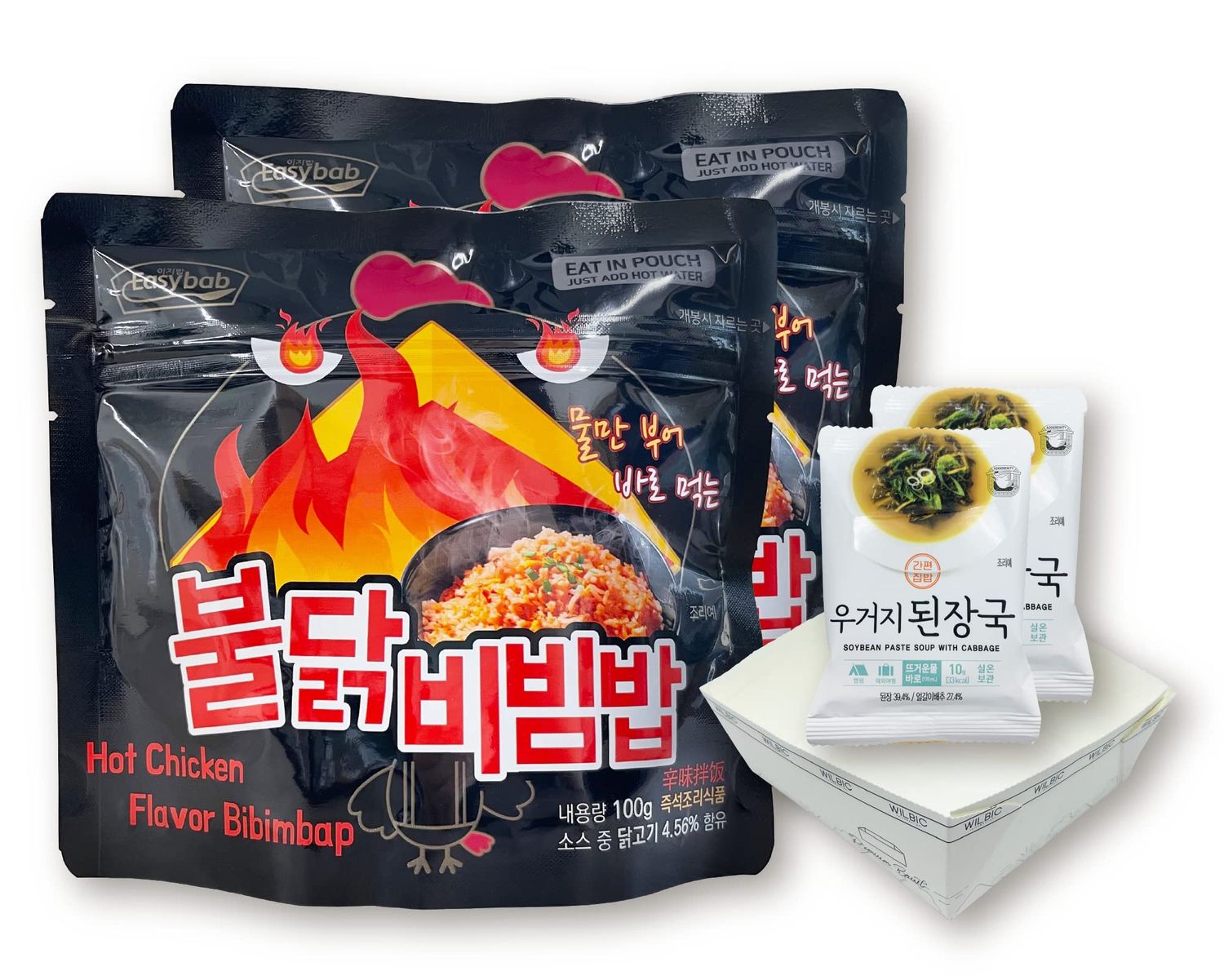 11 Korean Perfect MRE - Buldak Bibimbap with soybean paste soup free Paper Bowl 5pcs for Camping and Outdoor Just Add Hot Water Traditional Local Food of Korea