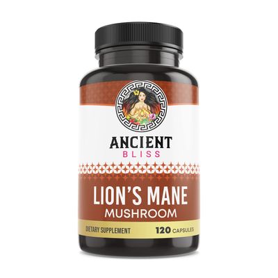 Ancient Bliss Lion&#39;s Mane Supplement 2 Month Supply- 120 Vegan Mushroom Capsules- May Supports Mental Clarity, Energy &amp; May Focus- Memory &amp; Immune Support Mushroom Supplement