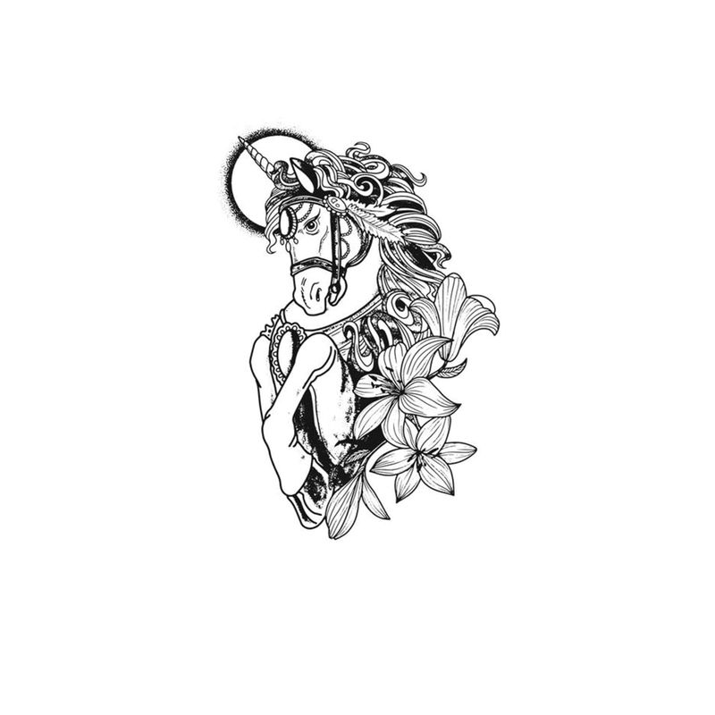 kobench Cool Temporary Tattoos,Running Unicorn - K18 Design,Waterproof,Easy-to-Apply,Long Lasting 1-2 Weeks, Plant-Based,Unicorn Tattoos