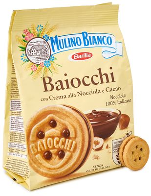 Mulino Bianco:i Baiocchi Cookies with cream hazelnut and cocoa - 9.17 Oz 260g Italian Import