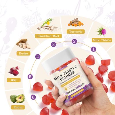 esverco Milk Thistle Gummies with 2000MG Extract, Liver Health Support Gummies, Silymarin Milk Thistle Supplement with Artichoke, Dandelion, Turmeric Curcumin, No Sugar, for Adults, Vegan, 90 Count