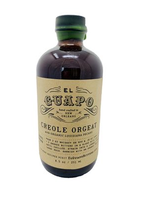 El Guapo Bitters Creole Orgeat Syrup Made with Pecans Instead of Almonds and Pure Luisianna Cane Sugar - Perfect Addition to Milk Punch or Eggnog - Excellent Almond Syrup Substitute 8.5 oz