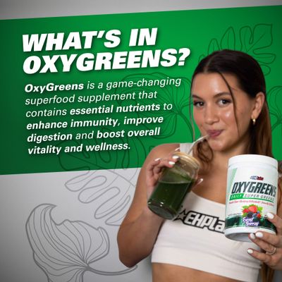 EHP Labs OxyGreens Super Greens Powder - Spirulina &amp; Chlorella Superfood, Green Juice Powder &amp; Greens Supplements with Prebiotic Fibre, Antioxidants &amp; Immunity Support, 30 Serves Strawb. Margarita