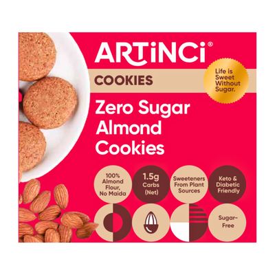 Artinci Almond Keto Cookies Diabetic Friendly Gluten Free Sugar free Biscuit Diet snacks for Healthy Living FBA_DDC_Cookies Pack of 1195 g Pack of 1