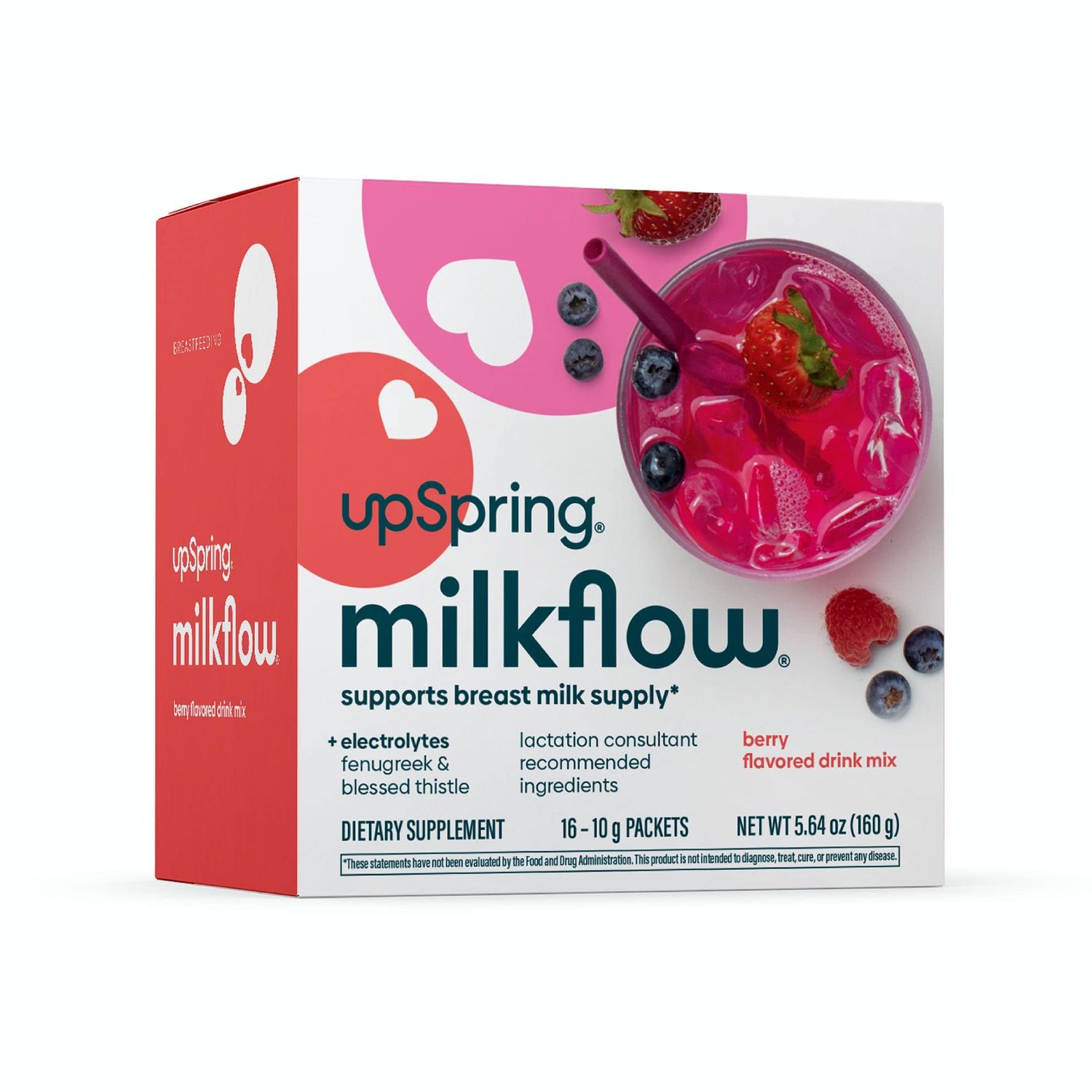 UpSpring Milkflow Electrolyte Breastfeeding Supplement Drink Mix with Fenugreek Berry Flavor Lactation Supplement to Support Breast Milk Supply &amp; Restore Electrolytes 16 Drink Mixes