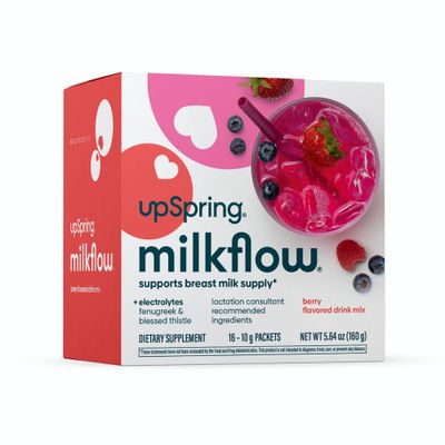 UpSpring Milkflow Electrolyte Breastfeeding Supplement Drink Mix with Fenugreek Berry Flavor Lactation Supplement to Support Breast Milk Supply &amp; Restore Electrolytes 16 Drink Mixes
