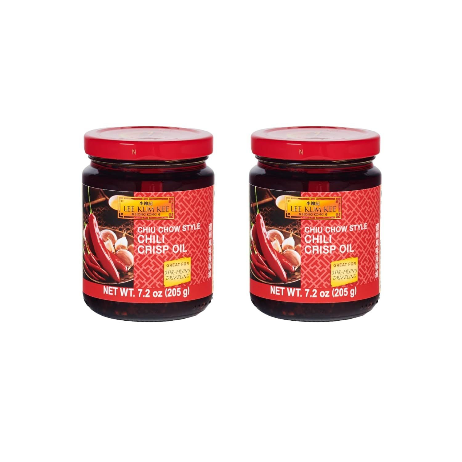 Lee Kum Kee Chiu Chow Chili Crisp Oil 7.2 oz - 2 Pack Spicy and Savory Chili Crisp Oil for Authentic Asian Cuisine, Perfect for Dips, Drizzling, Noodles, Wontons &amp; Dumplings, &amp; Stir-Frying