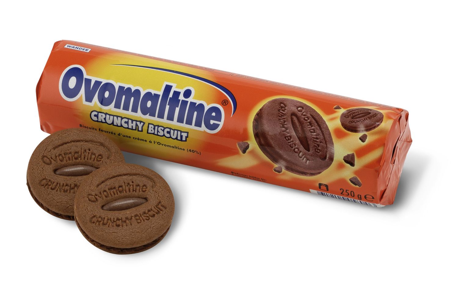 Ovomaltine 6 Crunchy Biscuit Rolls Each 250 Grams, Switzerland, Total 1500 Grams.