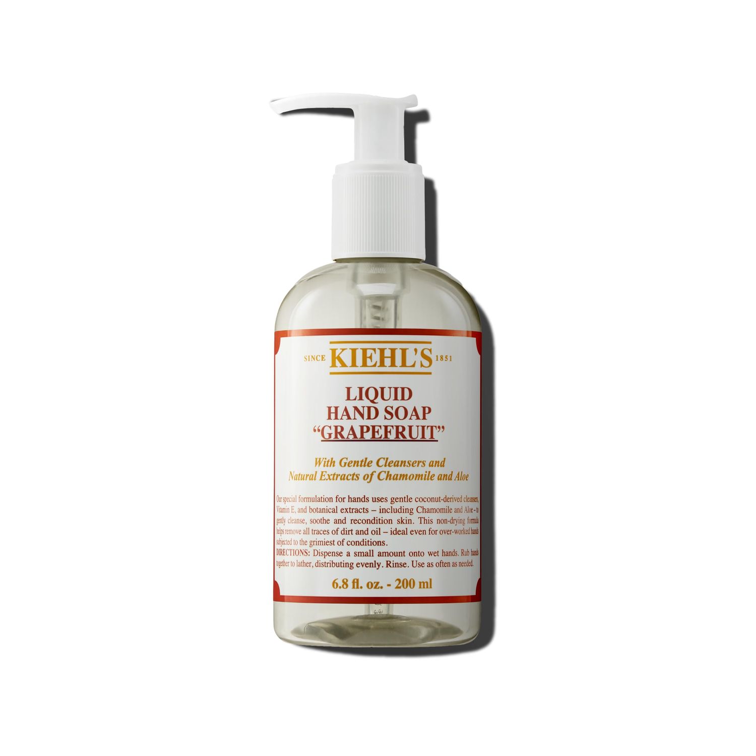 Kiehl&#39;s Grapefruit Liquid Hand Soap, Scented Hand Wash to Soothe &amp; Condition Skin, Non-drying, with Coconut-derived Cleansers, Vitamin E &amp; Botanical Extracts, All Skin Types, Grapefruit - 6.8 fl oz