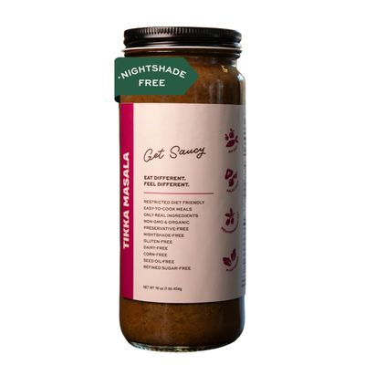 Get Saucy Tikka Masala Sauce - Gluten-Free, Dairy-Free, Corn-Free, Seed Oil-Free, Refined Sugar-Free, Nightshade-Free, Organic, Non-GMO, Preservative-Free, Healthy &amp; Easy Meal 1 Pack, 16oz