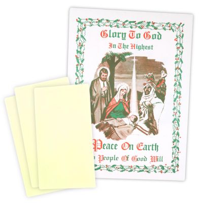 Glory to God 3 White Traditional Oplatki Christmas Wafers with Story Envelope