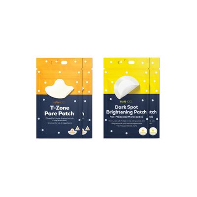 Hanhoo Dark Spot Brightening Patch and T-Zone Pore Patch Bundle, 28 Total Patches, with Niacinamide and Hyaluronic Acid, Hydrocolloid Patches for Clogged Pores, Microneedle Patches for Dark Spots