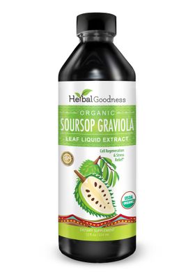 Herbal Goodness Soursop Graviola Leaf Extract 15X Strength - Organic Soursop Bitters Liquid Drop for Cell Support, Regeneration, Relax, Immune Boost, Stress Relief, Liver &amp; Sleep Support, 12oz