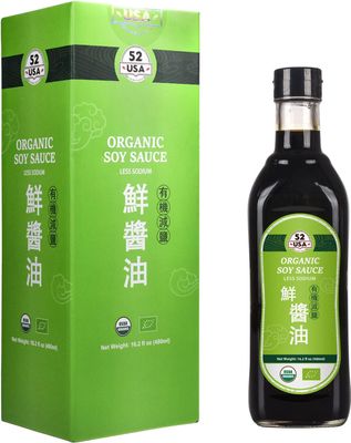 52USA Organic Soy Sauce Low Sodium, 16.2oz480ml, USDA Organic, Naturally Brewed Dark Soy Sauce, Pure Ingredients, Marinade for Marinating Fish, Meat &amp; Roasted Vegetables