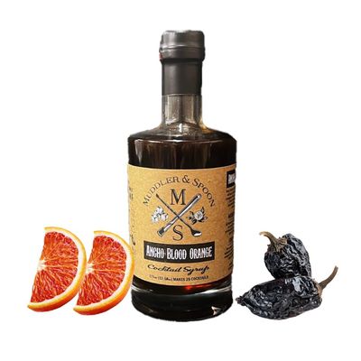 M&amp;S ANCHO BLOOD ORANGE Cocktail Syrup Drink Mixer Handcrafted with real Chili Peppers, Orange Bitters and Cane Sugar Makes 25 Cocktails 375ml 12.7oz Premium Beverage Concentrates for Cocktails, Moc...