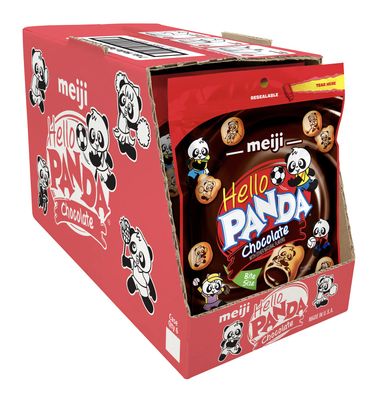 Meiji Hello Panda Cookies, Chocolate Creme Filled, Resealable Package - 7 oz, Pack of 6 - Bite Sized Cookies with Fun Panda Sports