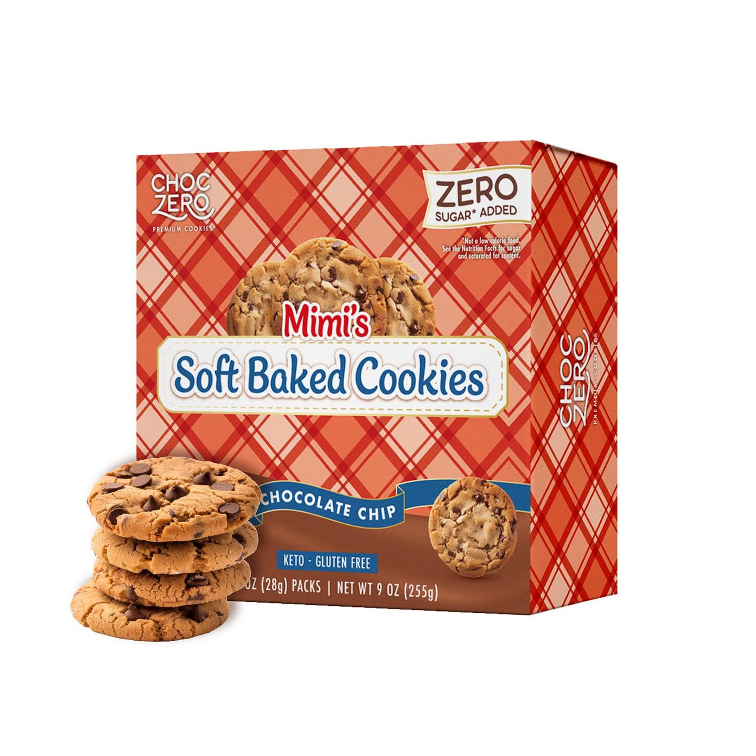 ChocZero Gluten-Free Soft Baked Chocolate Chip Cookies, Low Carb, High Fiber, Keto Friendly Cookies 1 Box, 9oz