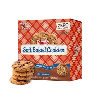 ChocZero Gluten-Free Soft Baked Chocolate Chip Cookies, Low Carb, High Fiber, Keto Friendly Cookies 1 Box, 9oz