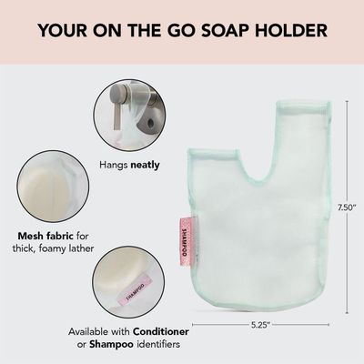 Kitsch Bar Soap Saver Bag - Soap Dish and Soap Holder for Shampoo Bar, Conditioner & Body Wash - Recycled Mesh Beauty Bar Soap Pouch, Eco-Friendly, Patented Bag - Mint