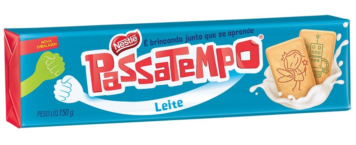 Passatempo Biscoito Sabor Leite 150g Milk Flavored Cookie 5.29oz Pack of 04