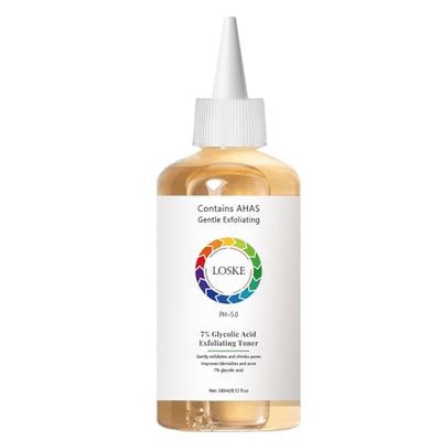 7 Glycolic Acid Face Exfoliating Toner for Clear Skin, Pore Minimizer, Radiant Complexion Enhancer, Daily Use Gentle Formula Suitable for All Skin Types