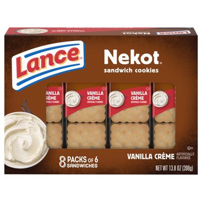 Lance, Vanilla Creme Nekot Sandwich Cookies, 13.7 Ounce