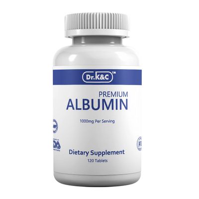 Dr.K&amp;C Premium Albumin Protein Supplement - Extra Strength 1000 mg 120 Tablets Healthy Kidney Liver Promote General Wellness Energy Support Life Balance 1pk