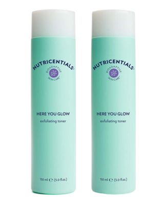 Nu Skin Here You Glow Face Exfoliator Toner Toner for face with water, Salicylic Acid, Glycolic Acid &amp; Hydroxy Acid Blend Unclog Pores, Prevent Acne, Smooth &amp; Hydrate your skin 150 ml 2 Pack