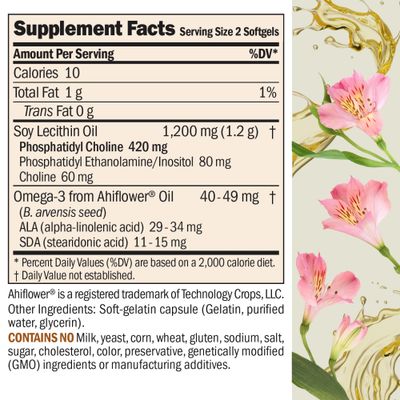 ANDREW LESSMAN PC Liver and Brain Benefits 60 Softgels - Phosphatidyl Choline, Most Important Building Block for Healthy Liver and Brain Structure, Function. No Additives. Easy to Swallow Softgels