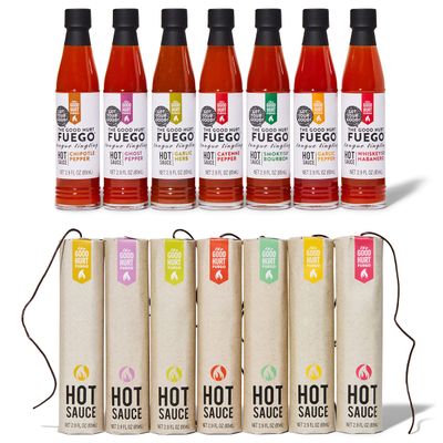 Father's Day Gift - The Good Hurt Fuego: A Hot Sauce Gift Set for Hot Sauce Lovers, Sampler Pack of 7 Different Hot Sauces Inspired by Exotic Flavors and Peppers from Around the World