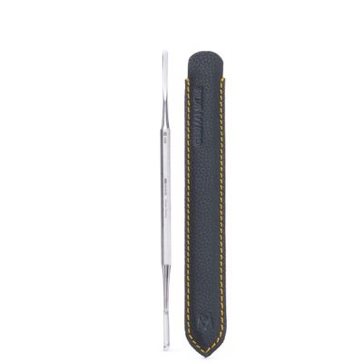 GERMANIKURE Rounded Double Spatula Implement for Ingrown Toenails in Leather Case, Podiatry Pedicure Tool Made in Solingen Germany