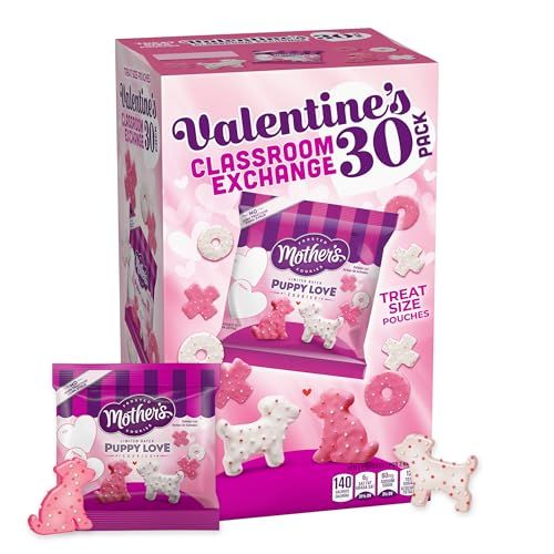 MOTHER&#39;S Limited Batch Puppy Love Frosted Cookies 30 count box of 0.5oz bags, Valentine&#39;s Classroom Exchange - 15oz 425g