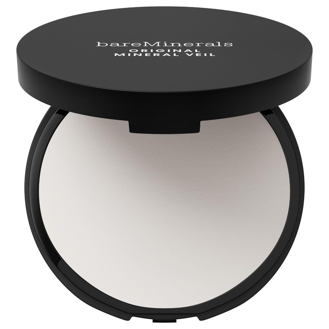 bareMinerals Original Pressed Mineral Veil Setting Powder with Puff Applicator, Matte Weightless Talc-Free Finishing Powder Makeup, Extends Makeup Wear, Vegan - Translucent