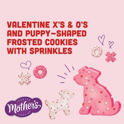 MOTHER'S Limited Batch Puppy Love Frosted Cookies 30 count box of 0.5oz bags, Valentine's Classroom Exchange - 15oz 425g