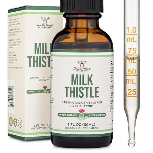 Milk Thistle Supplement - Organic Milk Thistle Liver Detox Drops 1 FL OZ - 30 Servings Vegan Safe, Non-GMO, Gluten Free Perfect Addition to Milk Thistle Tea by Double Wood