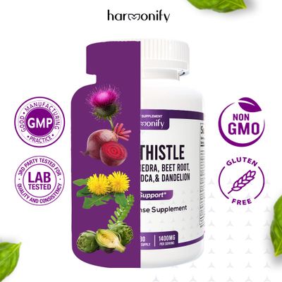 HARMONIFY Milk Thistle Berberine Turmeric with Chanca Piedra, Detox &amp; Cleanse &amp; Repair Supplement, NAC, Beet Root, Artichoke, Dandelion Root, TUDCA Choline and Ginger, 30 Days Supply