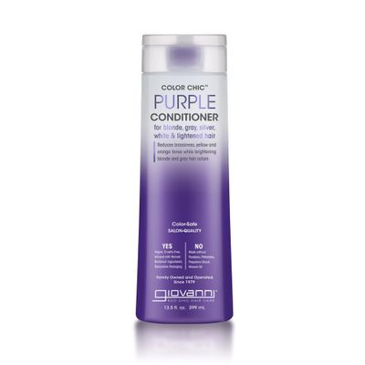 GIOVANNI Color Chic Purple Conditioner for Blonde, Gray, Silver, White, &amp; Bleached Hair - Reduces Brass, Yellow, &amp; Orange Tones, Adds Shine, Vegan, Cruelty Free - 13.5 fl oz
