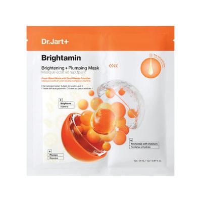 Dr.Jart Brightamin Brightening Plumping Face Mask with Vitamin C Korean Skin Care Travel Size, 1 Pack