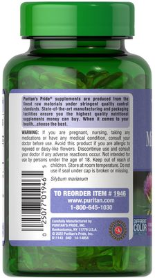 Puritan's Pride Milk Thistle Silymarin 4:1 Concentration Extract 200mg 1000 Mg Equivalent Dietary Supplement for Liver Support, 6 Month Supply, 180 Count 2-Pack